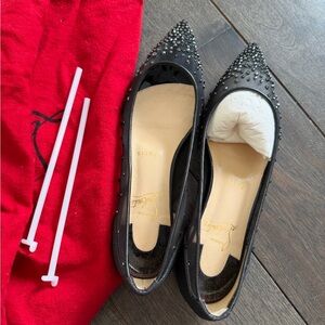Christian Louboutin Black Studded Flats